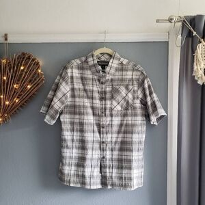 Blackhawk Short Sleeve Button Down Shirt, Small, Black/White Plaid